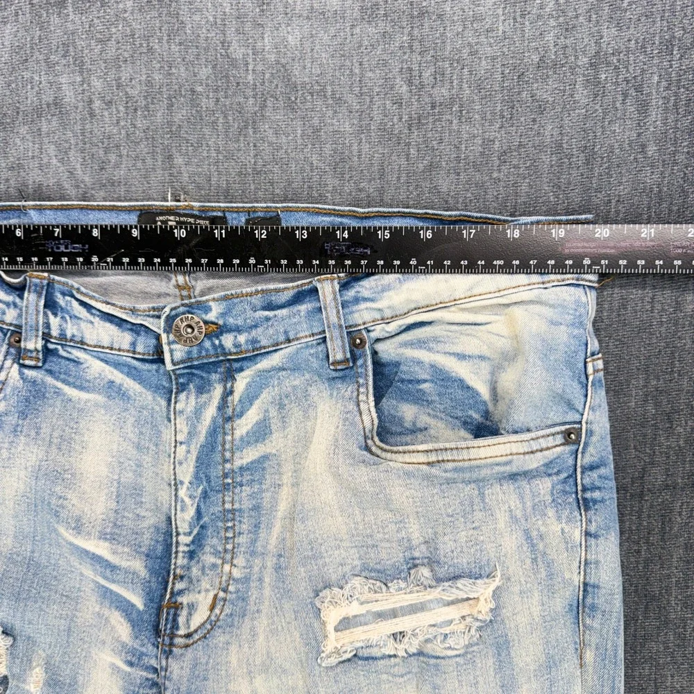 Another Hype Piece Jeans Mens 40 Light Blue Cotton Slim Distressed Acid Wash